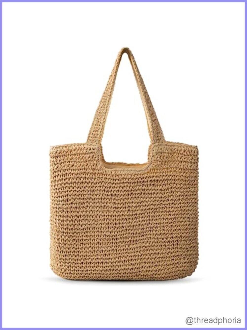 Large Woven Straw Beach Tote Bag Waterproof Lightweight Women's Shoulder Handbag
